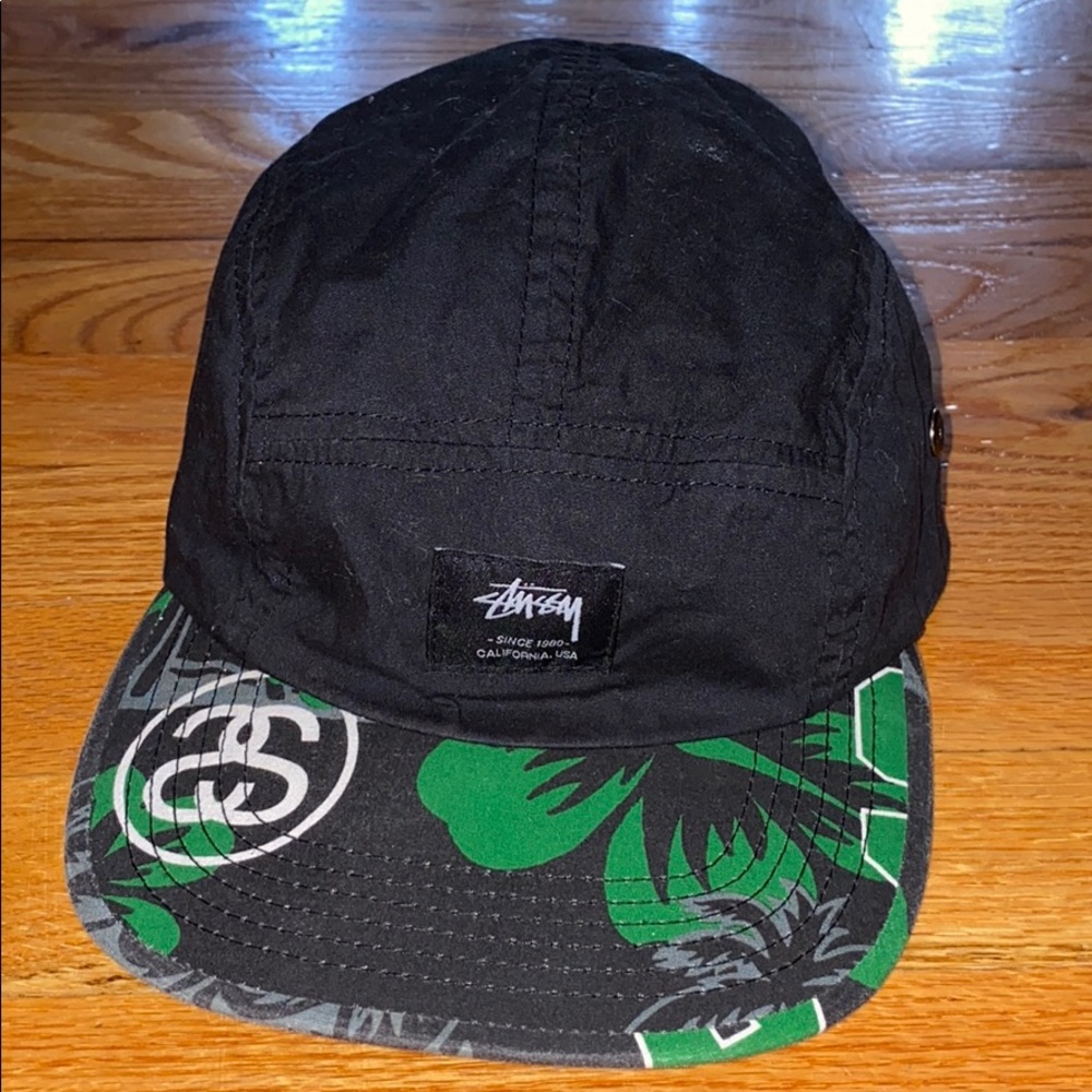 Stussy 5 Panel Hat Black with SS logo & Pa…